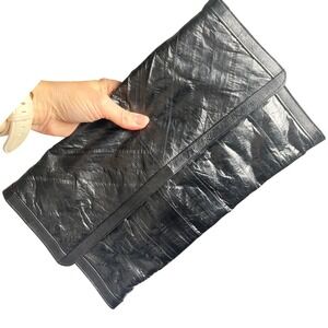 Vintage Sunco Black Patchwork Convertible Clutch Crossbody Bag Korea